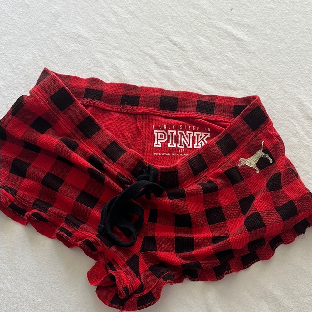 PINK Victoria's Secret Red Plaid Sleep Shorts